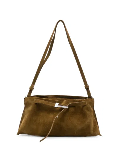 Benedetta Bruzziches Lauren Buckle-fastening Suede Shoulder Bag In Brown
