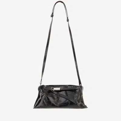 Benedetta Bruzziches Lauren Glossy Adjustable Shoulder Bag In Black