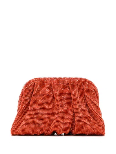 Benedetta Bruzziches Lava Orange Silk Handbag With Rhinestone Embellishment For Women