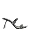 Benedetta Bruzziches Square Toe Rhinestone Double Strap Sandals In Gray