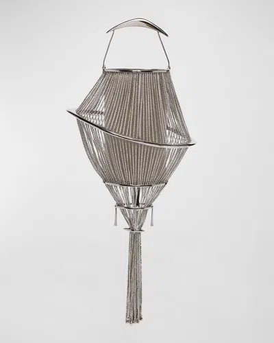 Benedetta Bruzziches Lumiere Mesh Crystal Top-handle Bag In Silver
