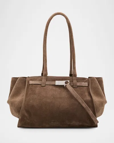 Benedetta Bruzziches Mame Everyday Suede Shoulder Bag In Brown