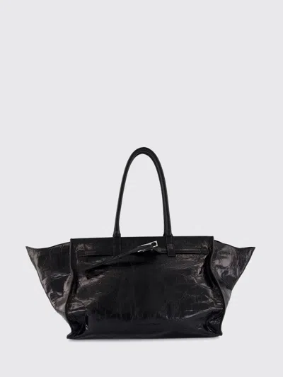 Benedetta Bruzziches Mame Large Crinkled Lambskin Leather Tote Bag In Black