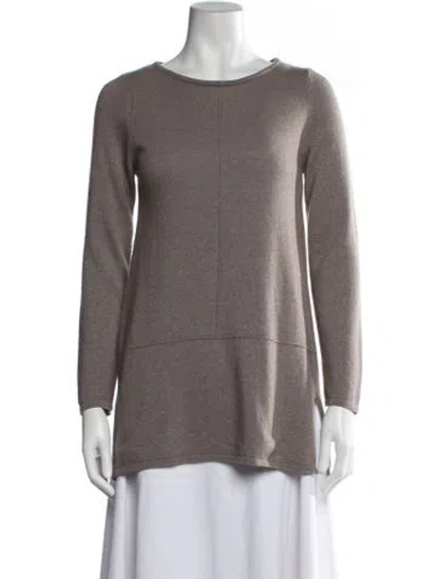 Pre-owned Benedetta Bruzziches Merino Wool Crew Neck Sweater In Neutrals
