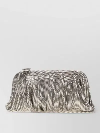 Benedetta Bruzziches Metal Knit Large Venus Clutch Bag In Gold