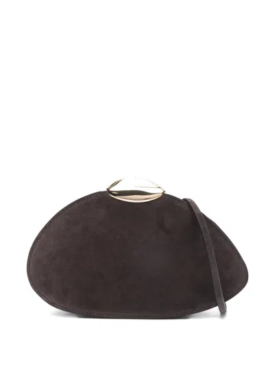 Benedetta Bruzziches Metallic Top Cluth Bag In Brown