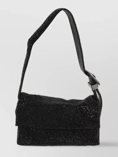 Benedetta Bruzziches Petite Crystal Mesh Silk Shoulder Bag In Black