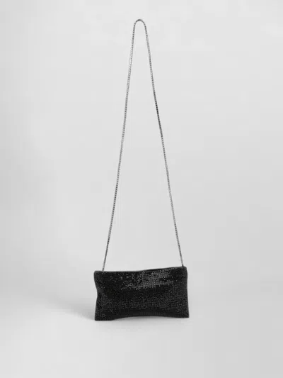 Benedetta Bruzziches Petite Rhinestone Crossbody Bag Chain Strap In Black