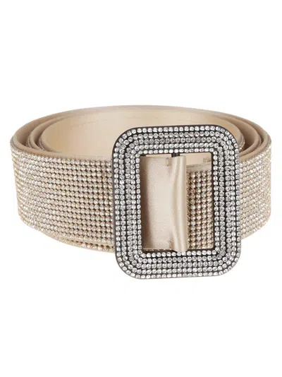 Benedetta Bruzziches Pink And Purple Silk Belt With Rhinestone Mesh In Beige