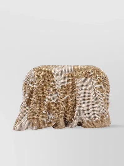 Benedetta Bruzziches Pleated Rhinestone Clutch Bag