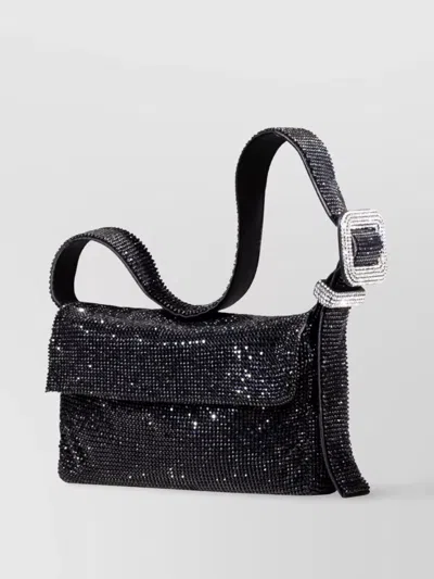 Benedetta Bruzziches Rhinestone Clutch Petite Adjustable Strap In Black