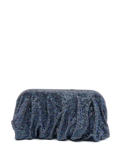 Benedetta Bruzziches Rhinestone-embellished Draped Clutch Bag In Blau