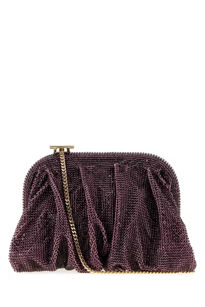 Benedetta Bruzziches Rhinestone Mesh Clutch In Purple