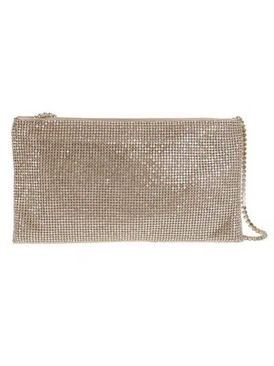 Benedetta Bruzziches Rhinestone Mesh Silk Clutch With Chain Strap