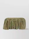 Benedetta Bruzziches Ruched Clutch Rectangular Rhinestone Embellishments In Green