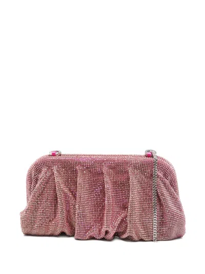 Benedetta Bruzziches Ruched Crystal-embellished Clutch Bag In Pink