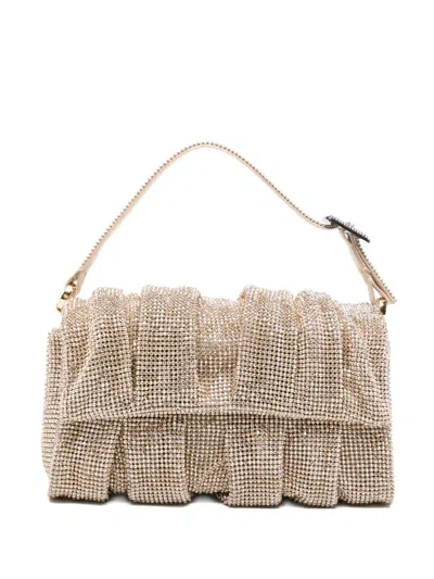 Benedetta Bruzziches Ruched Embellished Mini Bag In Gold