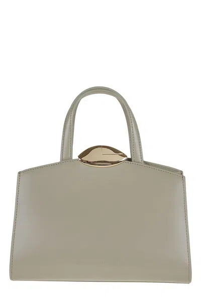 Benedetta Bruzziches Structured Top Handle Clutch Bag In Grey