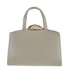 Benedetta Bruzziches Structured Top Handle Clutch Bag In Nude