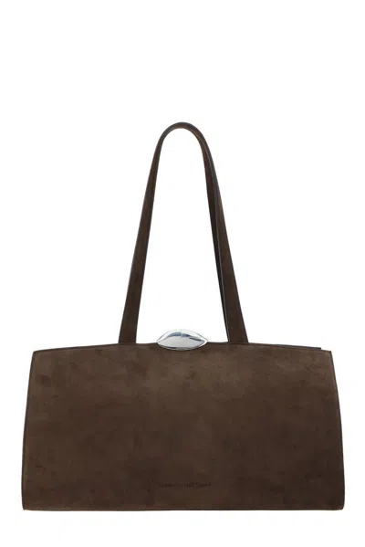 Benedetta Bruzziches Suede Serena Top-handle Bag In Brown
