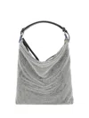 Benedetta Bruzziches Slouchy Draped Shoulder Bag With Rhinestone Embellishment In Silver