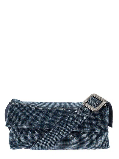 Benedetta Bruzziches 'vitty La Grande' Blue Shoulder Bag With Gem Embellishment