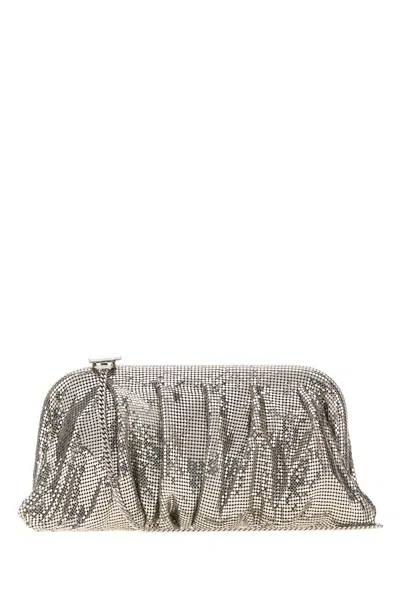 Benedetta Bruzziches Silver Metal Knit Large Venus Clutch