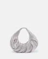 Benedetta Bruzziches Metallic Rhinestone Mini Bag With Slouchy Handle In Silver
