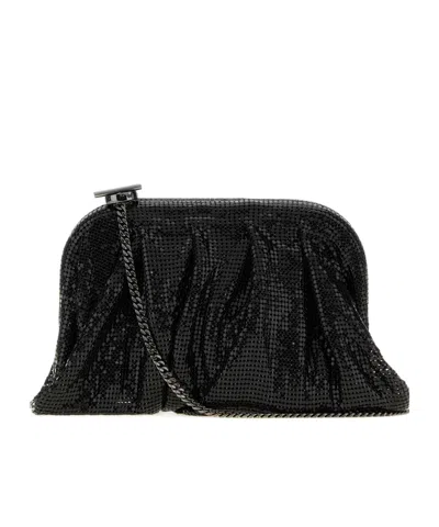 Benedetta Bruzziches Embellished Fabric Small Venus Clutch In Black