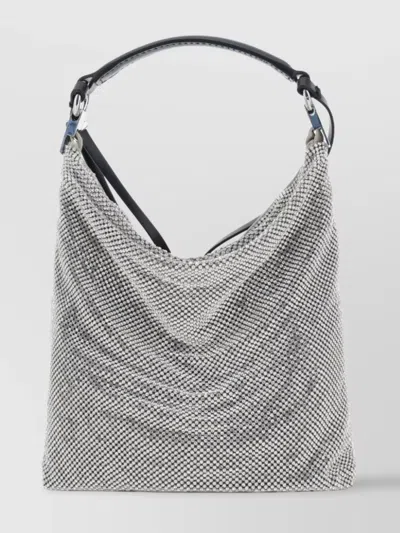 BENEDETTA BRUZZICHES SLOUCHY DRAPED SHOULDER BAG WITH RHINESTONE EMBELLISHMENT