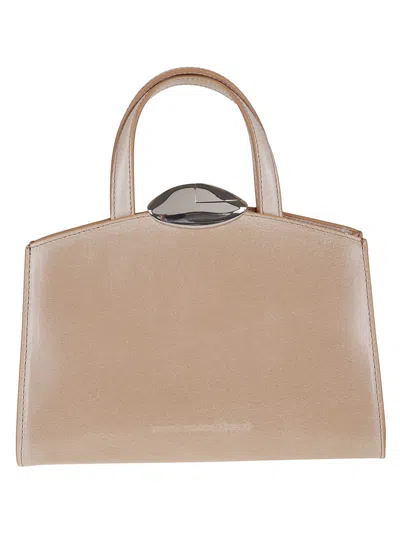 Benedetta Bruzziches Structured Calf Leather Clutch With Rhinestone Detailing