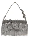 Benedetta Bruzziches Structured Shoulder Bag With Metal Mesh In Gray
