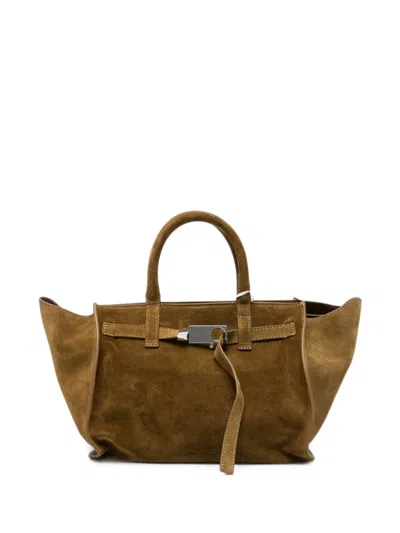 Benedetta Bruzziches Suede Buckled-detail Tote Bag In Brown