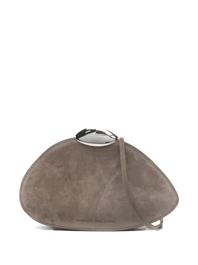 Benedetta Bruzziches Suede Clutch Bag In Gray