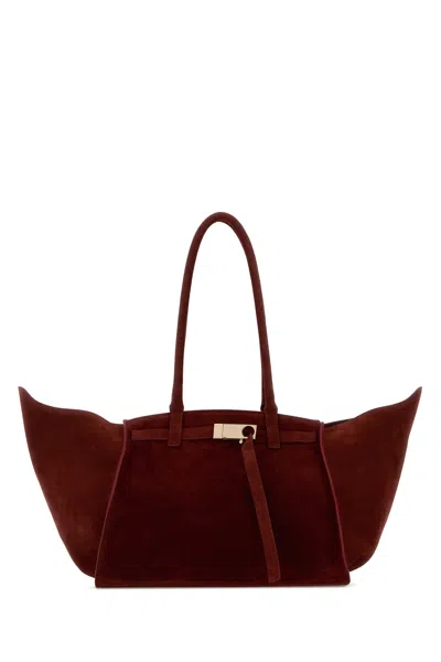 Benedetta Bruzziches Tiziano Red Suede Mame Handbag In Brown
