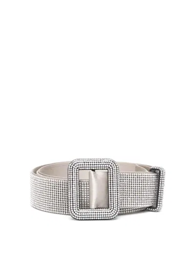 Benedetta Bruzziches Venus Belt In Aluminum Mesh Studded In Silver