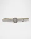 Benedetta Bruzziches Venus Square Buckle Belt With Rhinestone Embellishments In Crystal On Silver