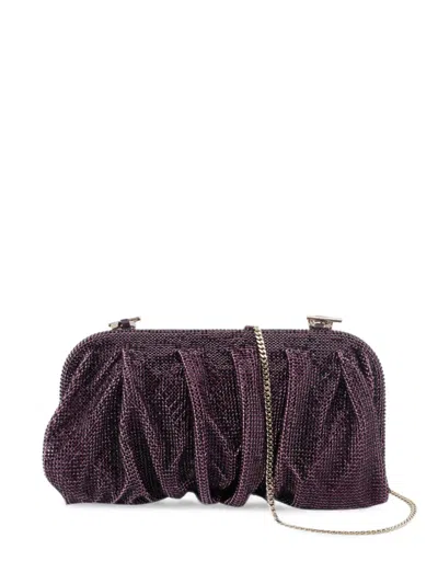 Benedetta Bruzziches Venus Crystal-embellished Ruched Clutch Bag In Purple