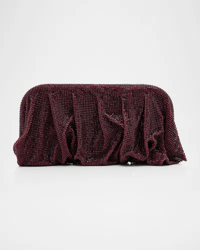 Benedetta Bruzziches Venus La Grande Pleated Crystal Mesh Clutch Bag In Silver