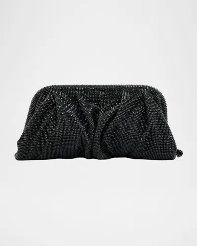 Benedetta Bruzziches Venus La Grande Ruched Crystal Mesh Clutch Bag In Silver