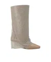 Benedetta Bruzziches 95mm Virginia Mesh Wedge Boots In Nude