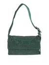 Benedetta Bruzziches Crystal Mesh Silk Satin Shoulder Bag In Green