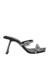 Benedetta Bruzziches Square Toe Rhinestone Double Strap Sandals In Black