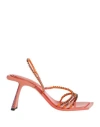 Benedetta Bruzziches Woman Sandals Coral Size 10 Textile Fibers In Red