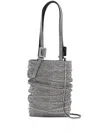 Benedetta Bruzziches Handcrafted Rhinestone Buckle Shoulder Bag In Gray