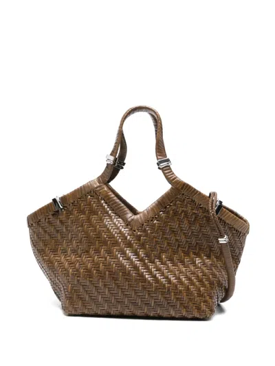 Benedetta Bruzziches Woven Leather Tote Bag In Brown