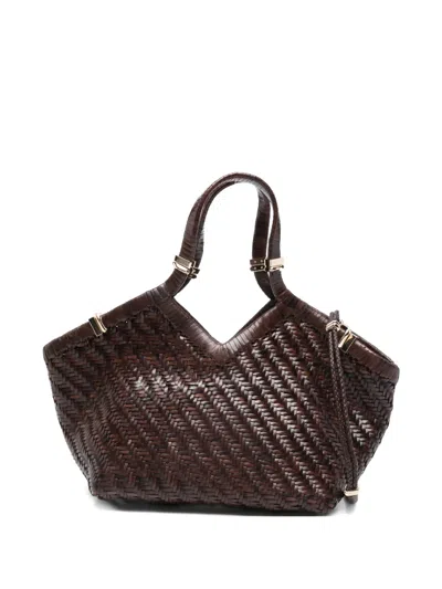 Benedetta Bruzziches Woven Leather Tote Bag In Brown
