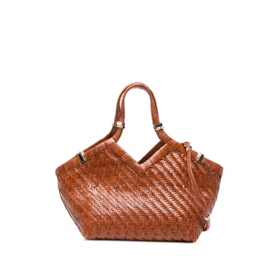 Benedetta Bruzziches Woven Leather Tote Bag In Brown
