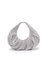 Benedetta Bruzziches Metallic Rhinestone Mini Bag With Slouchy Handle In Silver