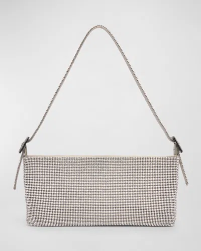 Benedetta Bruzziches Your Best Friend La Grande Mesh Crystal Shoulder Bag In Crystal On Silver